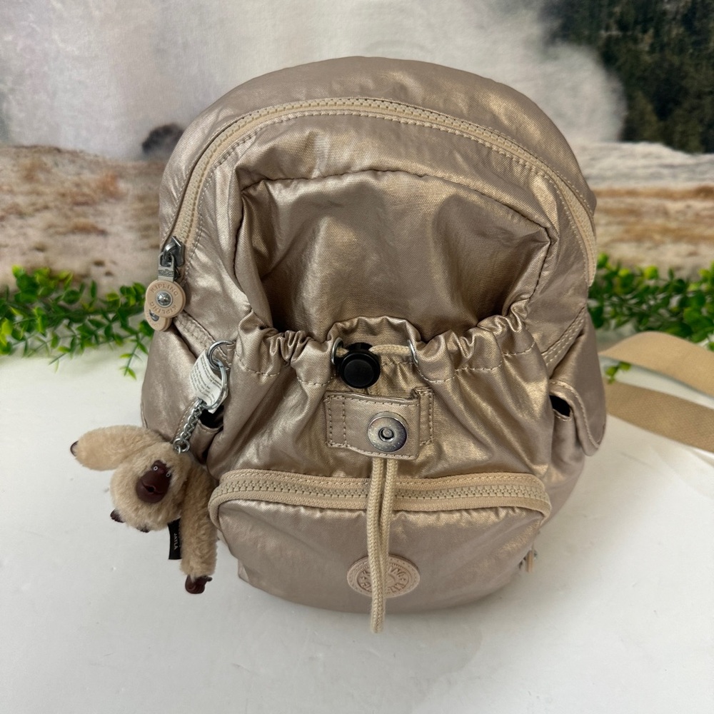 Kipling Ravier Medium Backpack Sparkle Gold - Picture 3 of 7